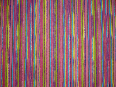 Tissu Rayé Rose Jaune Bleu - Carrés De 3.5 Pouces, Largeur 45 Pouces, Neuf