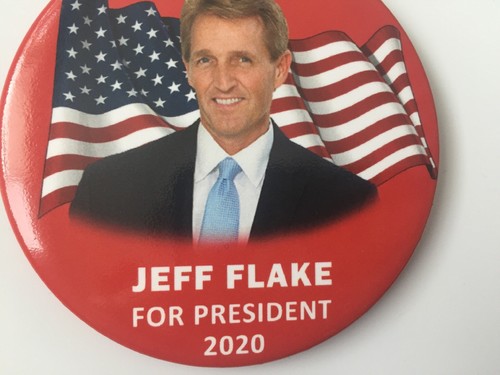 2020 Arizona Senator Jeff Flake for President 3" Button Red Pin Dump Trump - Picture 3 of 4
