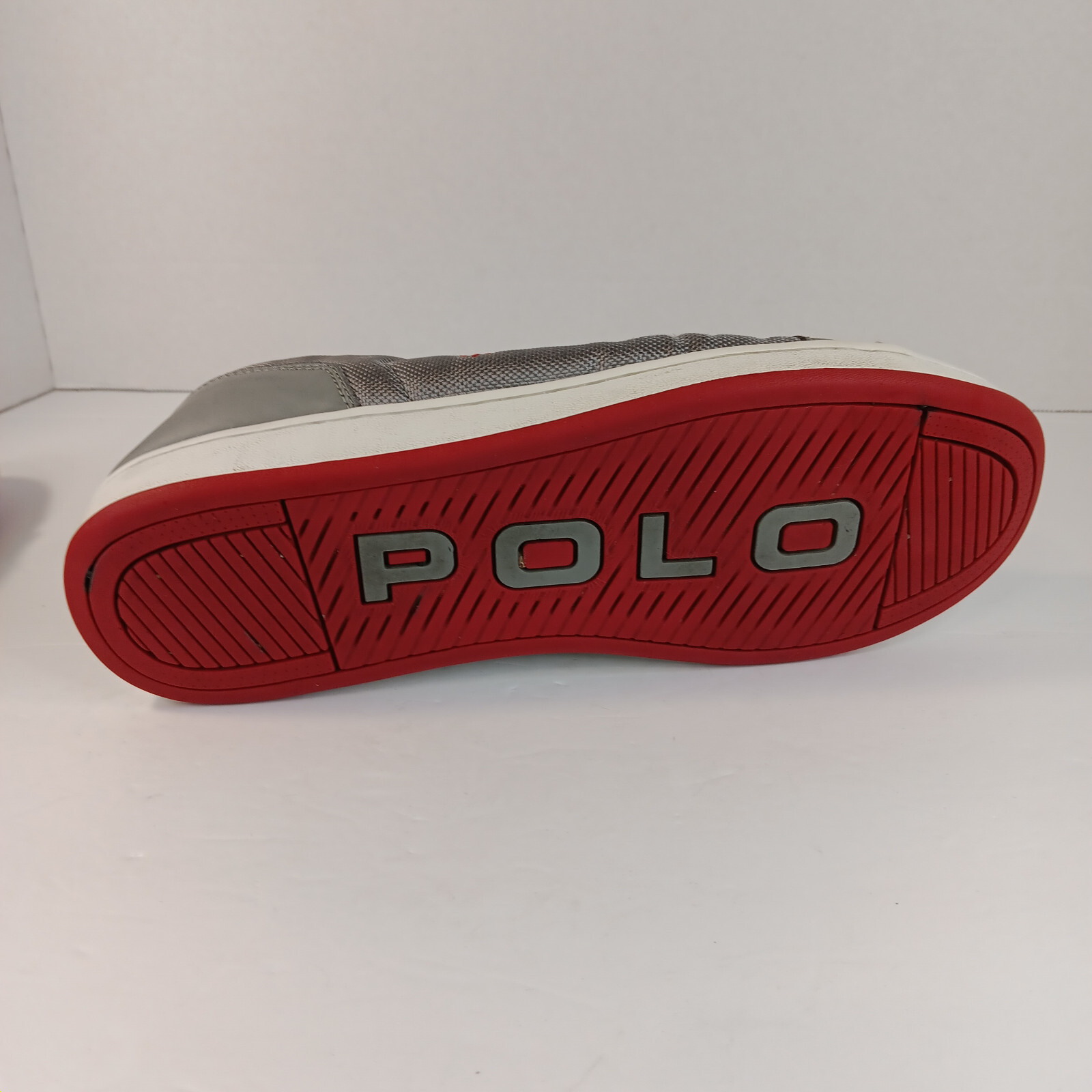 POLO Ralph Lauren Argento Sneakers Scarpe Rosso Pony Tg 10 D Uomo Basse Trevose