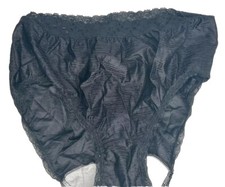 New Vtg Sears The Doesn't Panty Sheer Nylon Fullback Panties Size 5 Black
