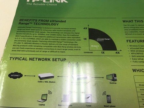 TP-LINK 54mbps EXTENDED RANGE Wireless ROUTER New in BOX with Plastic OVERWRAP - Picture 5 of 8