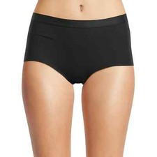 No Boundaries Women's Micro Rib Cut Brief Panties Size MEDIUM Solid Black