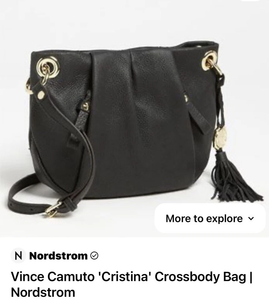 Bolso de hombro Vince Camuto Christina NORSTROM de cuero negro con borla Foto 2 de 4