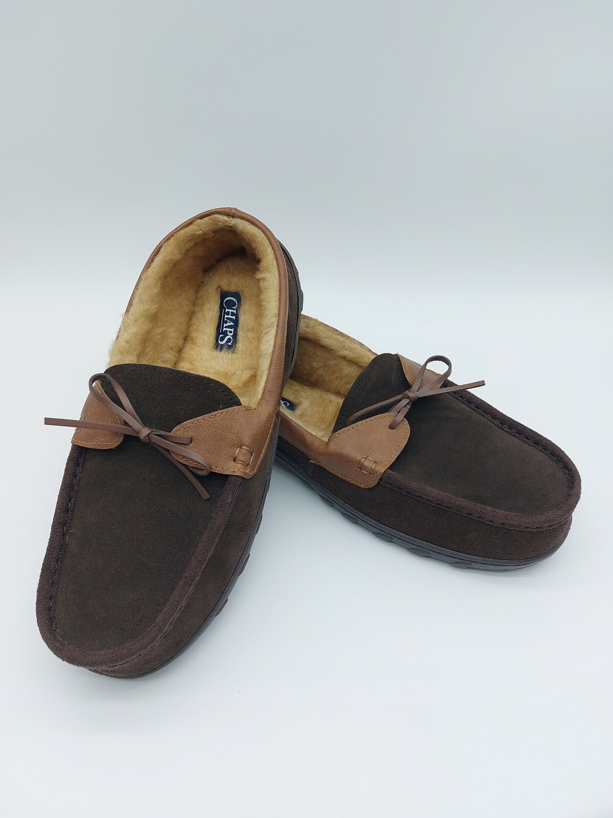 CHAPS Men's Genuine Brown Suede Leather 