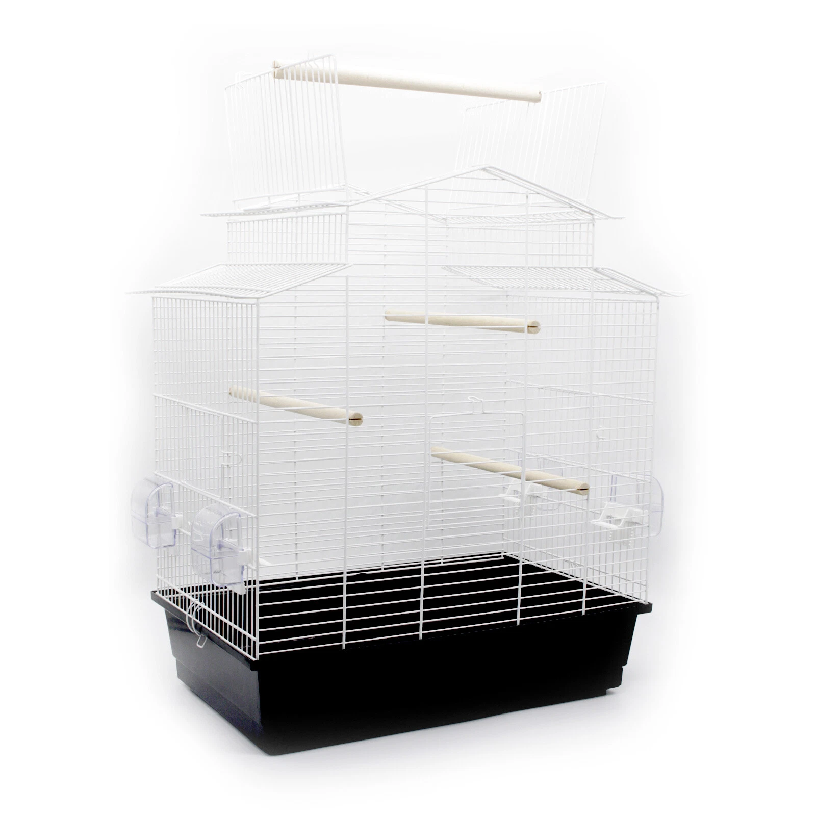 Cage pour Oiseaux Iza Ouvert Noir Blanc 59x38x65cm Perruche Canaries Exotiques