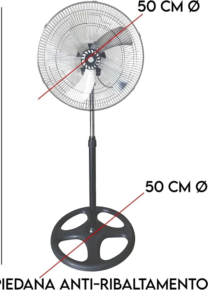 Ventilatore a Piantana 5 Pale Metallo Altezza Regolabile Basso Consumo 65W - Immagine 2 di 4