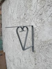 6x Staffe di Supporto per Mensola in Metallo Cuore in GRIGIO. Nuovo/fatto a mano 7" (18 cm) x 13 mm.