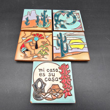 Mag More Studio Pottery Southwestern Ceramic Tile Coaster Set of 5 USA MADE