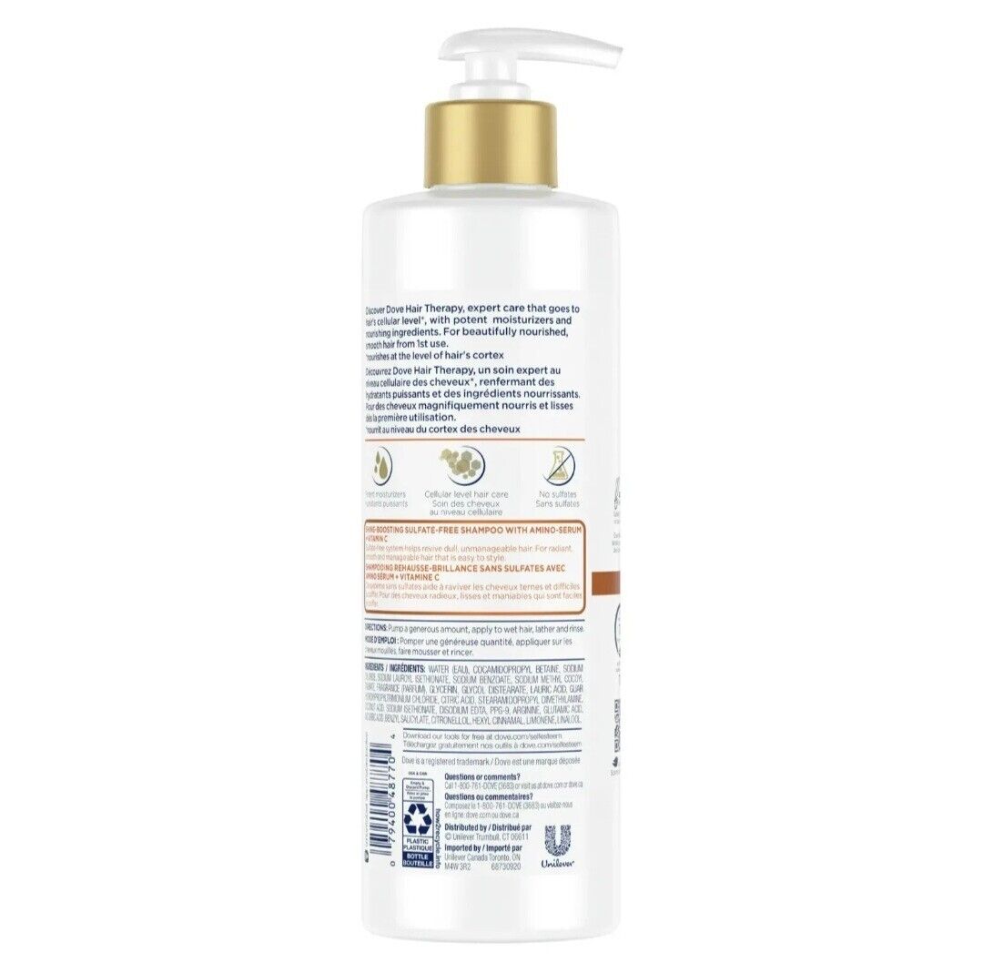 Dove Hair Therapy GLOW RESTORE SHAMPOO + AMINO SERUM & VITAMIN C Radiant Smooth 79400487704 | eBay Dove Hair Therapy GLOW RESTORE SHAMPOO + AMINO SERUM & VITAMIN C Radiant Smooth 79400487704 | eBay