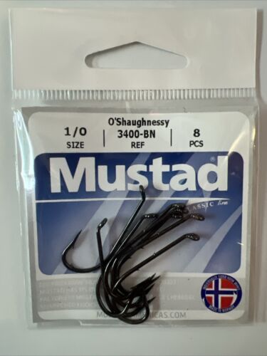 MUSTAD O’SHAUGHNESSY HOOKS - 3400BN - 1/0 & 2/0 & 5/0 - 10 PACKS