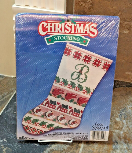 Knitted Christmas Stocking Kit - a Christmas Bear - Girl