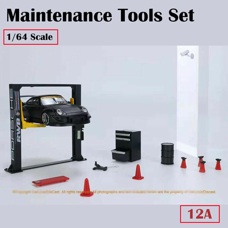 1/64 Scale Garage Tools Set Parking Lot Scene Model Car Display