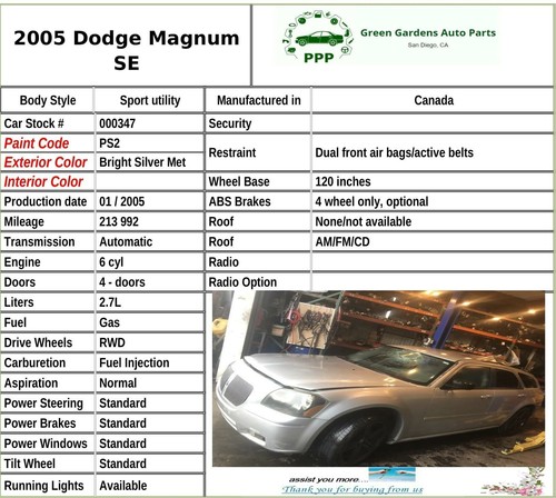 2005 - 2008 DODGE MAGNUM Power Side View Door Mirror Left Driver Side LH G - Bild 7 von 15