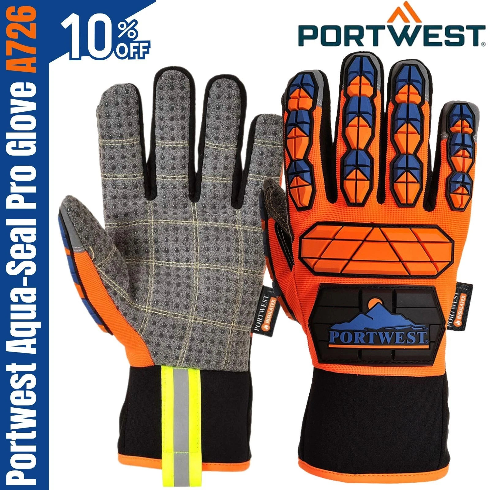 Portwest Aqua-Seal Pro Waterproof Thermal insulation Cut Protection Gloves A726