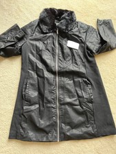 Nwt New Cavalini Faux Leather Coat Jacket Black Front Zipper Collar Xl Xlarge