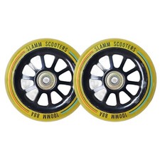 Slamm Flair 100mm Stunt Scooter Wheels - Pair + Abec 9 Bearings - Clear Yellow