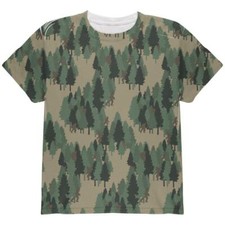 Sasquatch Bigfoot Camo Repeat Pattern All Over Youth T Shirt