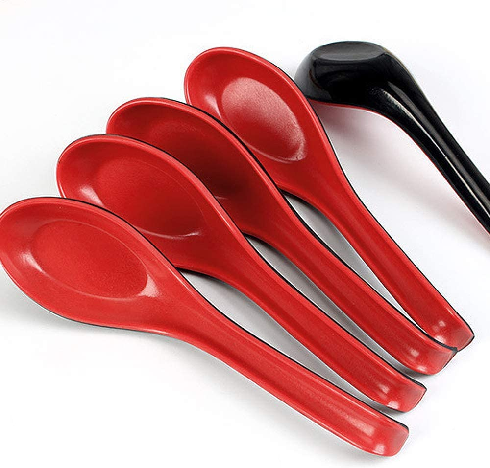 8 Packs Rice Spoons, Chinese Won Ton Soup Spoon, Asian Plain Style Soup
