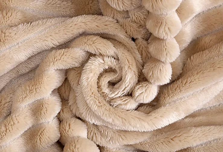 SOLID flannel Blanket Soft lightweight Stripe,3D Ribbed Jacquard Q & K size - Image 2 of 2