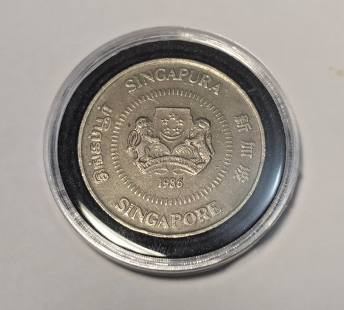50 centavos Singapur 1986 con error de Remarcacion en Reverso - Picture 7 of 8