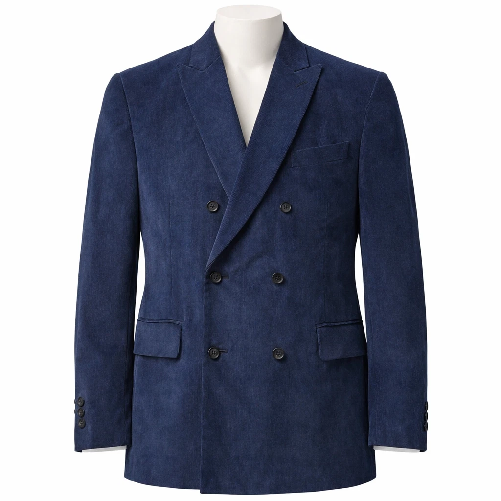 Stafford Mens Slim Fit Bold Navy Corduroy Double Breasted Blazer Jacket 44 To 50