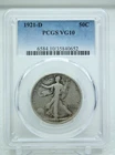 1921-d Walking Liberty Half Dollar 50C PCGS VG 10 #0652