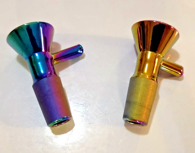 2-Pack 14mm Anodized Glass Slide Bowl with Handle for Water Pipes