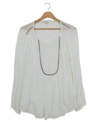 ESPRIT Transparenz-Bluse Damen Bluse Gr. DE 38 weiß Casual-Look
