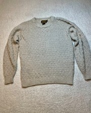 Eddie Bauer Cotton Basket Weave Beige Pullover Sweater Mens M Made in USA