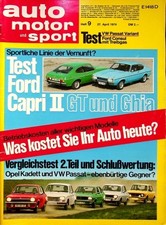 1) Auto Motor Sport AMS 09/1974 - Ford Capri II GT mit  - Ford Capri II Ghia mi