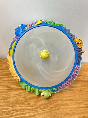RARE Minka Lavery VTG Finding Nemo Ceiling Light Fixture Frosted Glass Dory