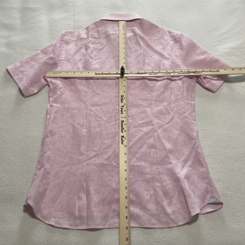 Joseph Abboud Mens Large Short Sleeve Linen Blend Shirt Pink NWT - Picture 7 of 9