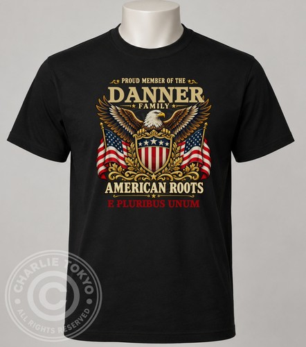 Danner, DANNER Mens American Roots Eagle Family T-Shirt Personalised USA Gift