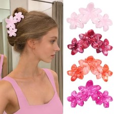 4Pcs Cute Hawaiian Flower Claw Hair Clips for Women Pink Red Large 04-Colorful