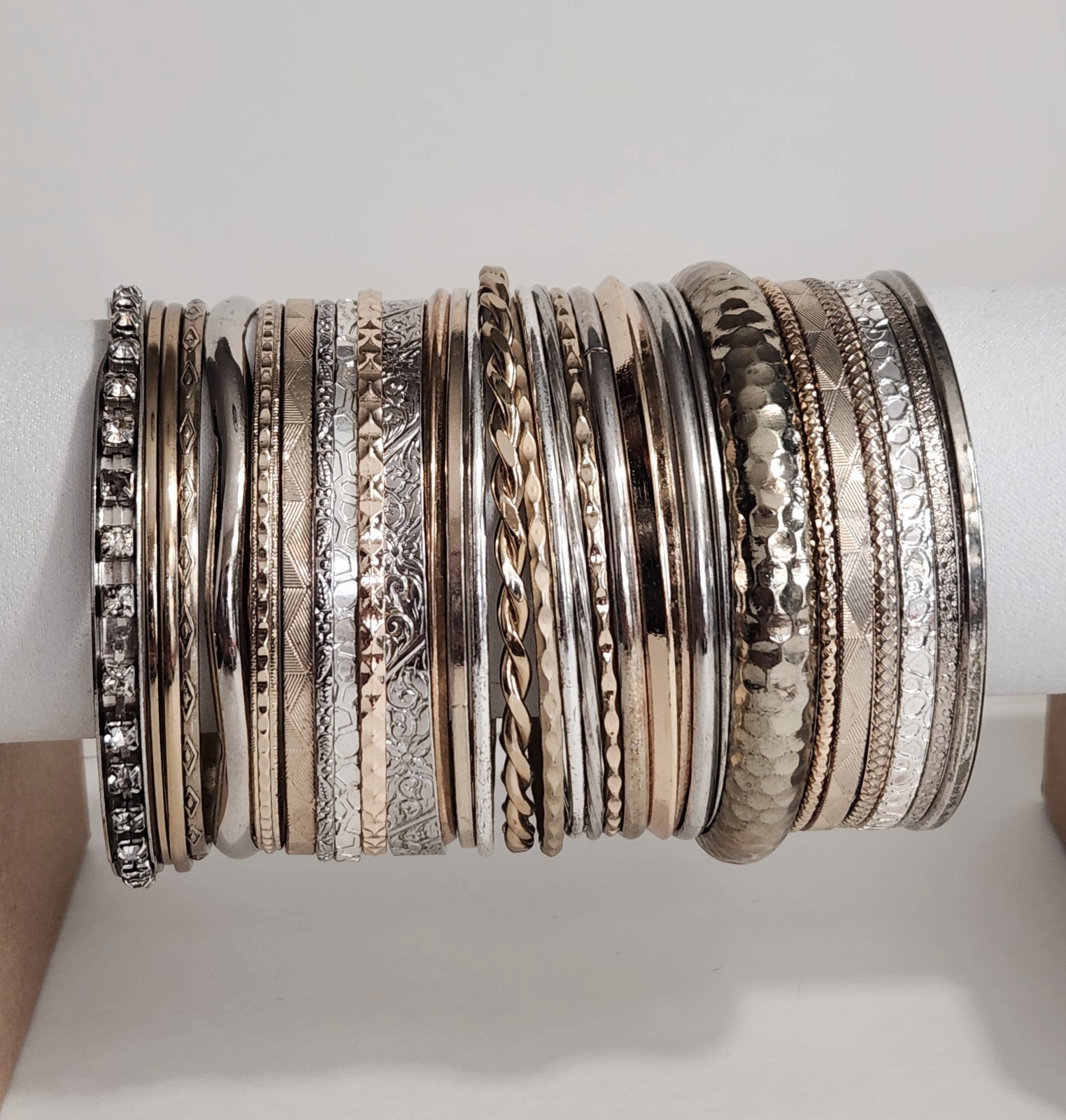 30 Stackable Bangle Bracelets Gold/Silver Tones A… - image 1