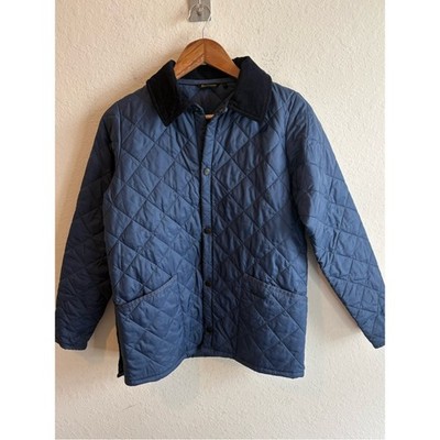 Barbour Quilted Blue Kids Unisex Jacket XL 12/13 with Contrast Collar