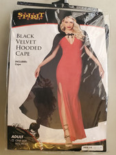 Spirit Halloween, Black Velvet Hooded Cape, One Size Fits Most, See Description