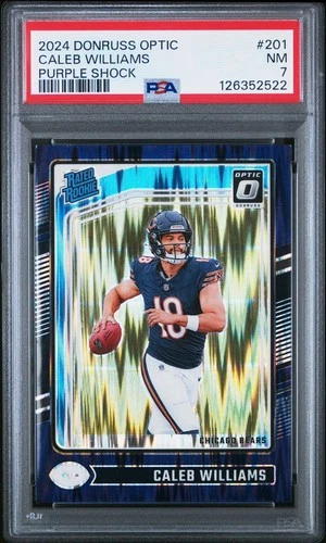 2024 Donruss Optic Caleb Williams Rated Rookie Purple Shock #201 PSA 7 Bears RC