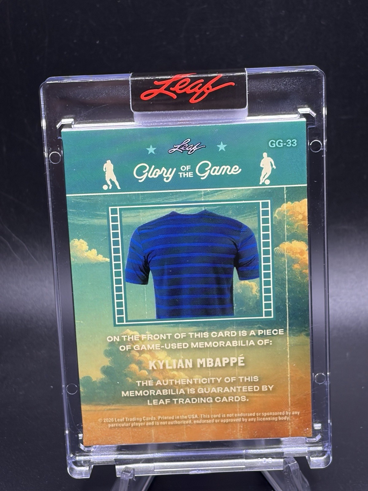 2026 Leaf Glory Of The Game Kylian Mbappé 7/10  Match Worn Patch France Emerald view 2