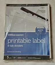 ***Office Depot Index Dividers with Laser Printer Labels (8 Tabs, 5 sets)***