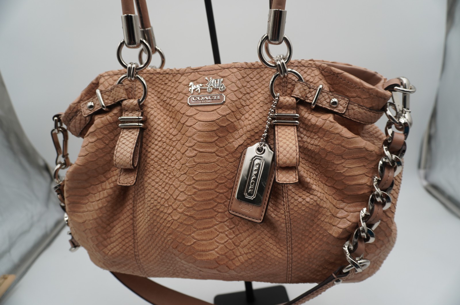 Coach Madison Sophia Embossed Python Leather Satc… - image 2