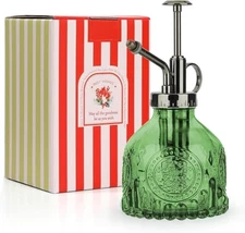 T4U Glass Plant Mister 200ml, Vintage Green Spray Bottle for Indoor Plants
