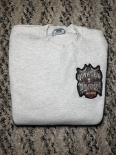 Vtg 90s Harley Davidson Crewneck Sweatshirt Patch Skull Lee Heavyweight Large