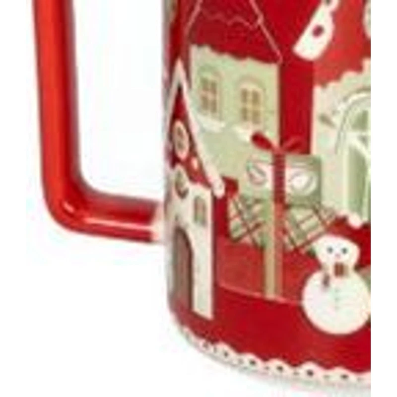 Mug Natale con Tappo e Filtro BRANDANI Villaggio in Festa Rosso Porcellana, fotografia 5 di 9