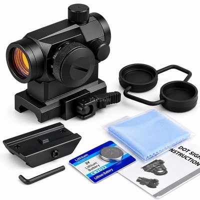 Red Dot Sight Scope 5 MOA Reflex Optic w/ QD Mount & 1'' Riser Rail