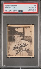 1948 Bowman Bob Feller #5 PSA 6 Auto 10
