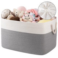 95L Extra Large Blanket Basket with Lid, 24" x 16.9" x 14.2" Woven Storage Ba...