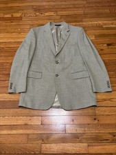 Jos A. Bank Mens Blazer Jacket 42L Silk Wool 2 Button Sport Coat Green Check