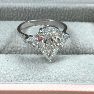 Diamant Verlobungsring Damen IGI Lab Created 18 Karat Weißgold 4,00 Karat Bir...