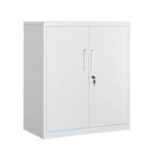 Steel Storage Cabinet Locking Metal Garage Office Organizer w Adjustable Shelves